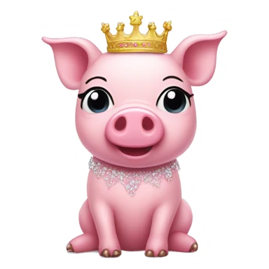 Pink pig in tutu and tiara sticker