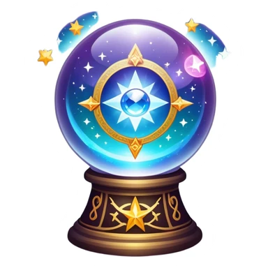 A vibrant, mystical icon symbolizing fortune telling and esotericism. Include elements like a crystal ball, tarot cards, stars, and mystical symbols with a glowing, ethereal feel. The design should be colorful, eye-catching, and evoke a sense of magic and mystery. sticker