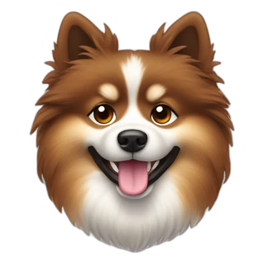 Spitz dog happy face only dark brown color hairy sticker