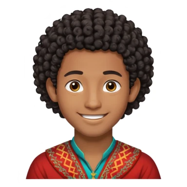 Young man with black curly hair cascade Haircut and dark skin, moroccan / amazingh race sticker