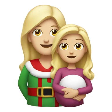 blonde pregnant woman with santa sticker
