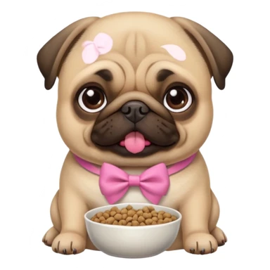 Pug com laço Rosa comendo ração sticker