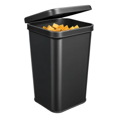 Black square trash can with opened lid sticker