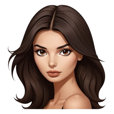 Emily Ratajkowski, glamorous brunette model with sultry expression, high cheekbones, and long dark hair sticker