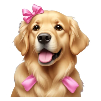 Golden retriever dog with pink bow on head sticker
