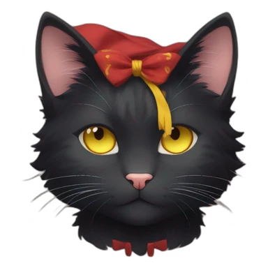 a black cat with yellow eyes and a red bandanna around its neck, sora as a cat, kiki, anime cat, lineless, anime catgirl, sticker