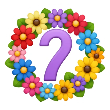 number 7 created with assorted flowers, emoji style sticker