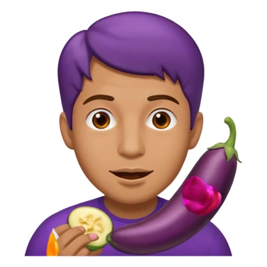 Man eating eggplant sticker