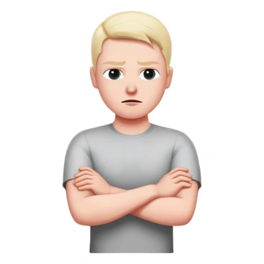 person building brick wall between themselves and others, emotionally distant expression, arms crossed defensively, turning body away from connection, cold eyes avoiding eye contact, visible barrier or shield symbol sticker