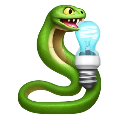 Snake with a lightbulb in its mouth and a battery for a tail sticker