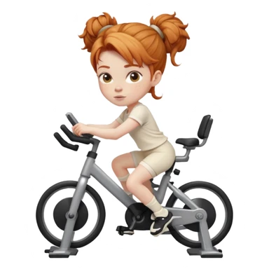 Fit Ginger girl big head messy bun riding stationary bike cream outfit sticker