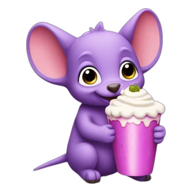 Purple aardvark holding a parfait sticker
