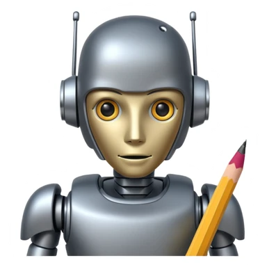 a robot writing with a pencil sticker