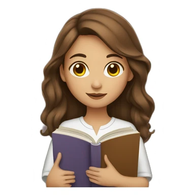 brown haired girl with a book sticker