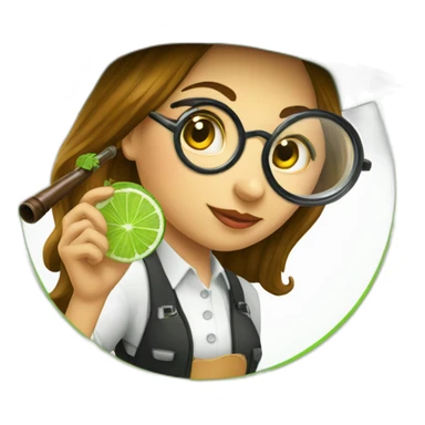 argentine girl with magnifying glass and pipe and mojito sticker