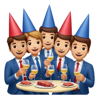 corporate executives enjoying wine Party at a french SPAM meat cafe LANDSCAPE  sticker