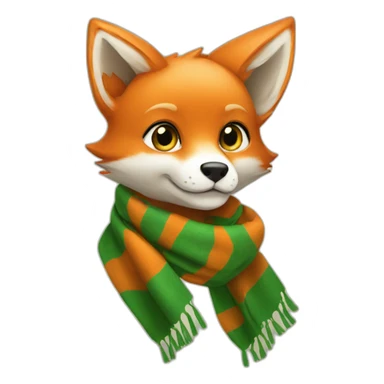 orange fox whit green scarf sticker
