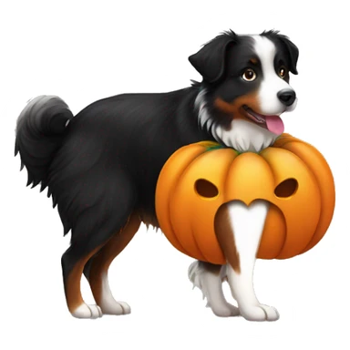 black australian shepherd dog in a pumpkin sticker