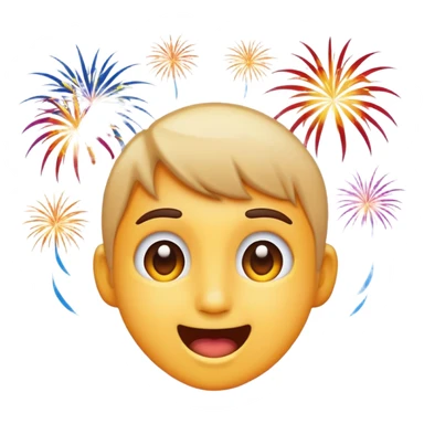 excited classic emoji style face watching fireworks sticker