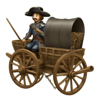 17th century musketeers driving mail wagon sticker
