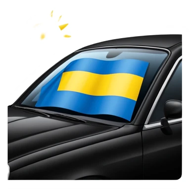 black car with a Ukraine flag sticker on the rear window sticker