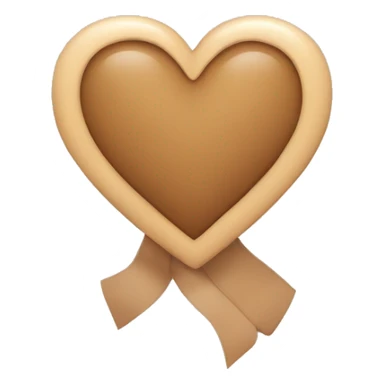 A light brown heart with a ribbon sticker