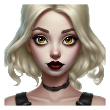 Fairy Jasmine in Harley Quinn style, oil paint, mysterious eyes, intricate lips, masterpiece portrait, odd perspective, beautiful, desirable, logical sticker