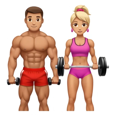 a man and a woman with muscles holding weights sticker