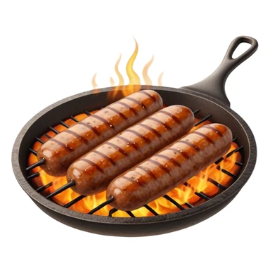 Cinematic Realistic Cevapi Dish Emoji, depicted as small, grilled minced meat sausages with a charred exterior rendered with lifelike textures and warm, savory lighting. sticker