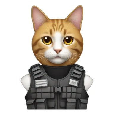 a cat in a bulletproof vest sticker