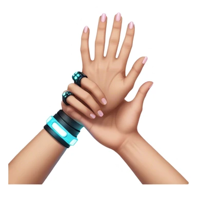 Neon cyberpunk style 
male hand holding female sticker