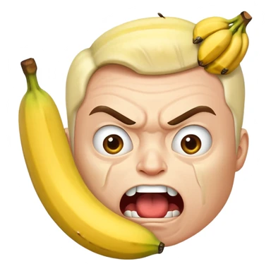 Una persona enojada Que tiene la cara Caliente pero a la vez fría sosteniendo una banana sticker