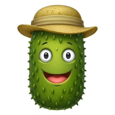 Pickle with a hat sticker