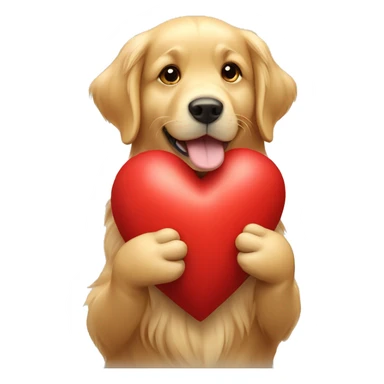 Golden Retriever holding a red heart with his paws  sticker