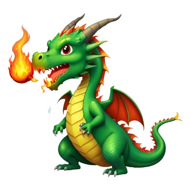 Green dragon spiting out a fireball sticker