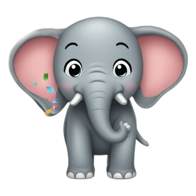 elephant throwing confetti cartoon sticker
