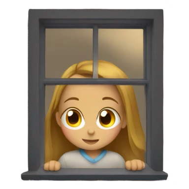 Girl gazing through window sticker