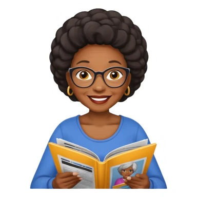 old black woman read magazine sticker