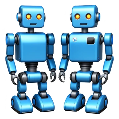 create a realistic emoji showing logistic robots and KI sticker