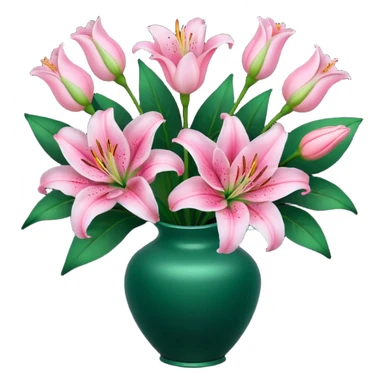 pink lilies and roses bouquet in a dark green vase sticker