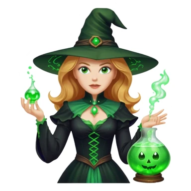 Nicole Kidman making green glowing potion in witch costume sticker
