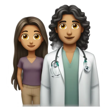 Jewish girl longhair with ophthalmologist tanned skin Arabic boy sticker