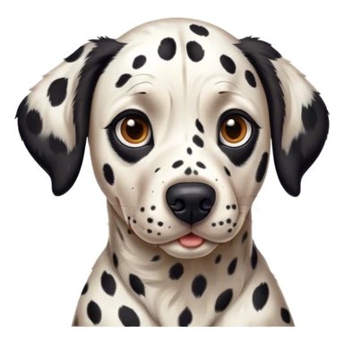 Cinematic Realistic full-body portrait of a Dalmatian dog, rendered with glossy, meticulously detailed spotted fur and expressive, alert eyes, set against a clean, neutral backdrop that highlights its regal and athletic stance. sticker