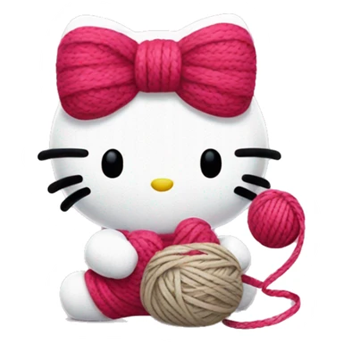 Hello kitty holding a yarn ball sticker