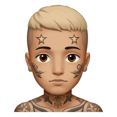 Duki has small face tattoos, including a star near his eye and script on his forehead. He also has visible neck tattoos, often with symbolic or personal meanings. sticker