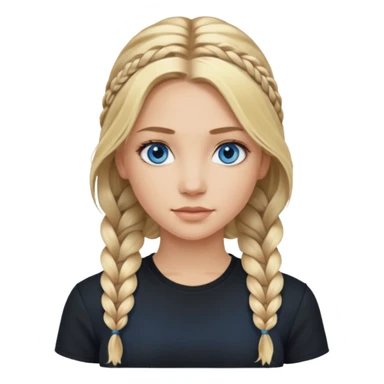 Blonde balayage  With highlights long hair half braids women blue eyes wearing black top sticker