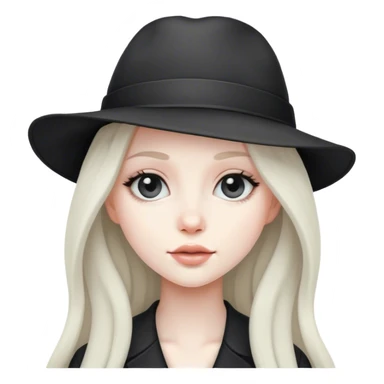monochrome girl with long hair in a hat sticker