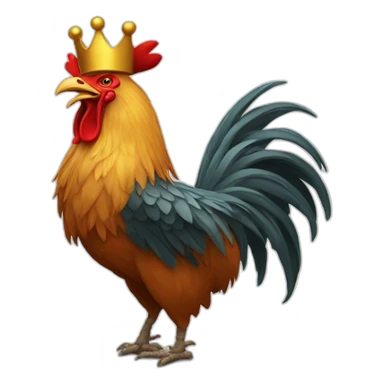 fighting and howling rooster with a crown on its head sticker