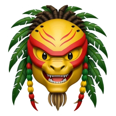 smiling predator from movie predator with rasta sticker