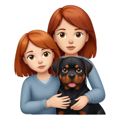 auburn haired girl with rottweiler dog sticker
